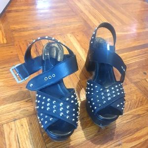 The Kooples black leather heels with studs size 39 fashion rock